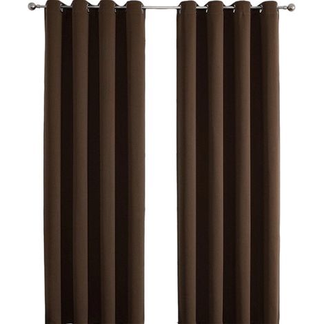Rideaux occultants Adam, panneaux de 214 cm (84 pouces) de long, à œillets, couleur marron unie, pour salon ou chambre (1/5)