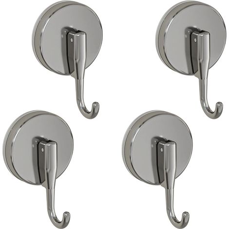 Lot de 4 crochets à ventouse, crochets en plastique auto-adhésifs sans perçage, gris anthracite (1/5)
