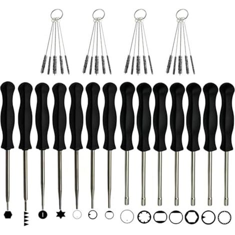 Kit d'outils de réglage de 18 pièces pour tronçonneuses et débroussailleuses, tournevis de précision en métal avec poignée ergonomique, outils d'entretien compa pour moteurs à 2 (1/3)