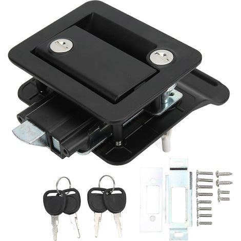 Verrou de sécurité intégré pour porte d'entrée de camping-car, en alliage d'aluminium noir, avec pêne dormant, pour caravane, camping-car et caravane. (1/5)