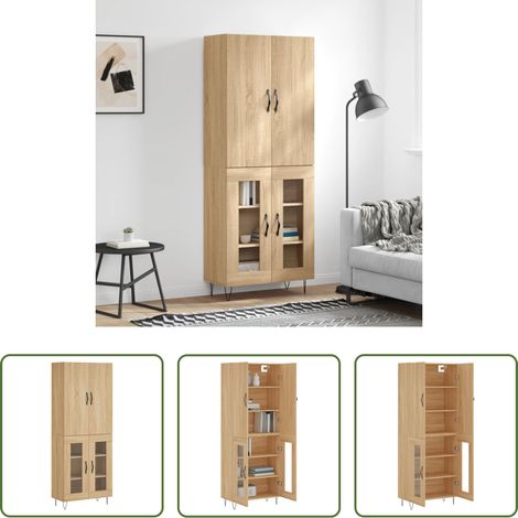 vidaXL Sonoma-Eiche -  Highboard Sonoma-Eiche 69,5x34x180 cm Holzwerkstoff (1/5)