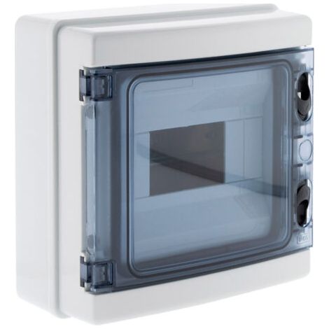 Coffret électrique étanche IP65 12 modules – Accessoires inclus : porte, rail din métal, bornier de terre – Pour ateliers et abris de jardin (1/5)