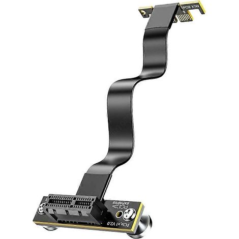 PCIe 4.0 X1 16 Gbit/s Dual Angle 90° Magnetisches Riser-Kabel für PCIe WiFi-Karte, M.2-Adapter und PCIe USB-Karte (10 cm). (1/5)