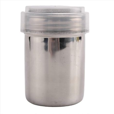 salière/pot à épices tubulaire en maille d'acier inoxydable argenté (1/5)