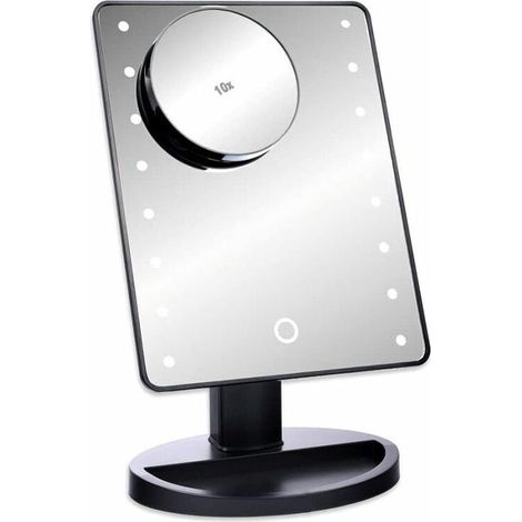 GABRIELLE Miroir De Maquillage Led Schramm® Noir Avec Grossissement 10X Miroir De Maquillage Avec Miroir De Maquillage Led Avec Éclairage Miroir Sur Pied Miroir Grossissant Miroir De Salle De Bain Mir (1/5)