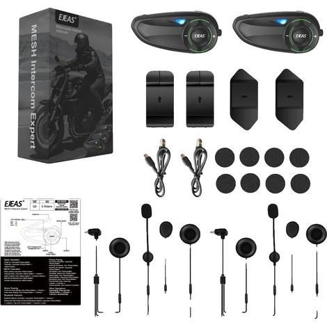 Casco protector, conectividad Bluetooth, diseño impermeable, paquete de 2 unidades Q8 (1/2)