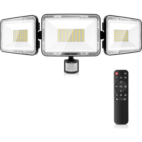 Projecteur LED Extérieur 70W avec Détecteur de Mouvement 6580LM Lampe de Sécurité avec Télécommande 6500K Blanc Froid IP66 Étanche 3 Têtes 4 Modes d'éclairage Mural pour Cour, Jardin, Garage (1/5)