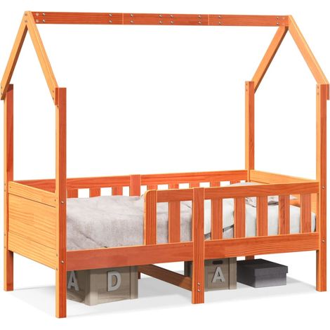Maison Exclusive - Kinderbett Hausbett Wachsbraun 70x140 cm Kiefe