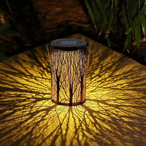 1 Lanterne Solaire,Métal Rétro Motif Arbre,LED Intérieur Doré,IP44 Imperméable,Jardin Balcon Terrasse (1/5)