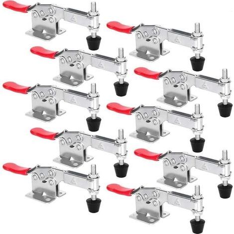 Set of 10 Fixed, Heavy Duty, Non-Slip Lever Clamps with Quick Release Mechanism, Horizontal (1/5)