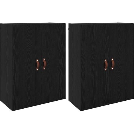Maison Exclusive - Mobiletto a muro 2 pcs Rovere Nero 69,5 x 34 x 90 cm (1/5)