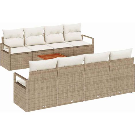 Maison Exclusive - Set Divano da Giardino con cuscino 9 pcs Beige polyrattan