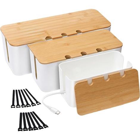 Lot de 3 Boite Rangement Cable,Boite Cache Cable,Boite Cache Cable Multiprise,Cable Box les multiprises et les cordons électriques des téléviseurs,ordinateurs et bureaux (1/5)