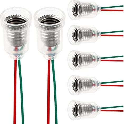 12 Stück E10 Lampenfassungen Mit Draht 220V 0,5A 5W Sockel Mit Plastik Halter für LED Schraublampen - Home Experiment Elektrischen Test Zubehör (1/5)