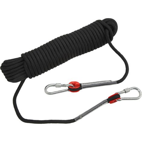 Corde d'escalade statique 8mm pour via ferrata et spéléologie, 20 mètres - Noir résistant