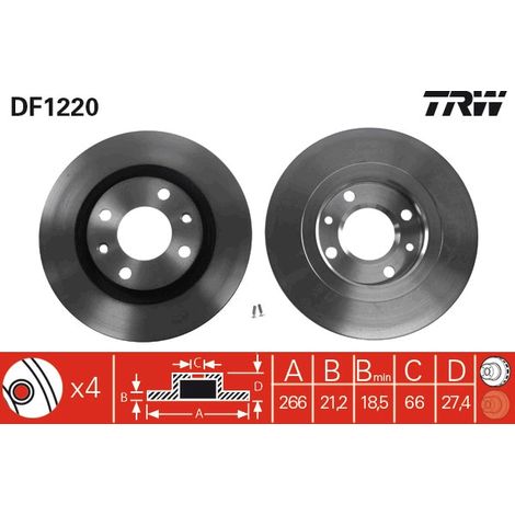 DISQUE DE FREIN AVANT DF1220 TRW (1/2)