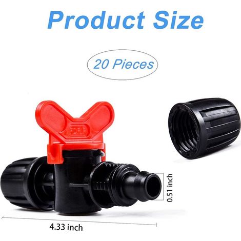 20 Stück Tropfbewässerungs-Umschaltventile für 16-mm-PE-Bewässerungsschläuche, verriegelbare Schlauchverbinder, Schlauchkupplungen, Schlauchverbinder für den Garten – Wasserdurchfluss stoppen/starten. (1/4)