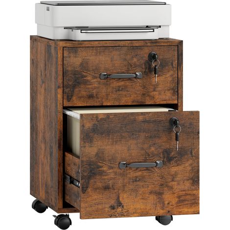 HOMCOM Roll File Cabinet with Drawer, Organiser Letter Size, Rustic Brown (1/5)