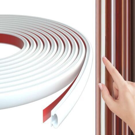 8m Blanc Type D Joint Porte Fenetre Isolation Thermique et Phonique,Bande D'étanchéité TPE Autocollante en Caoutchouc,Bande Calfeutrage PVC Porte Voiture,Convient aux Joint de Porte de 9 mm (1/5)
