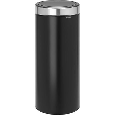 Brabantia 115448 Touch Bin New Pattumiera con Coperchio Inox Satinato Anti-Impronte, Metallo, 30 l, Nero Opaco (1/4)