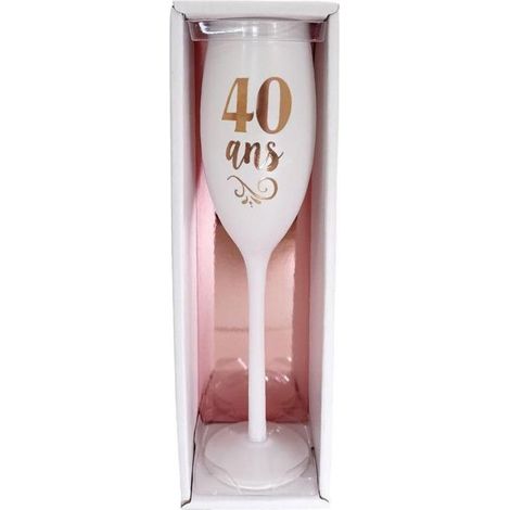 Flûte à champagne - STC - Anniversaire 40 ans - Verre blanc et rose - Élégante - 1 pièce (1/3)