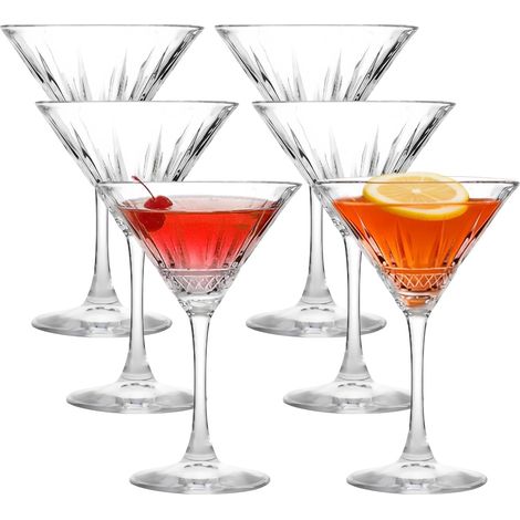 Lot de 6 verres à martini côtelés - Style vintage - 155 ml - Parfaits pour les fêtes, les cadeaux, les pendaisons de crémaillère (1/5)