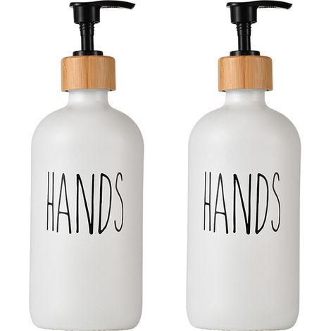 Distributeur De Savon - Verre - Pompe En Plastique - Pour Salle De Bain Et Cuisine - 500 Ml - Lot De 2 (1/5)
