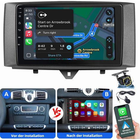 Pour Benz Smart Fortwo 451 2011-2015 Autoradio Android Auto Carplay BT5.0 CAM MIC (1/5)