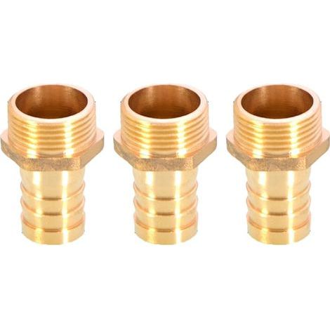 3 pièces de raccords de tuyau d&39arrosage cannelés en laiton - Coupleur connecteur 19 mm à 1,9 cm filetage BSP mâle - Raccord de tuyau adaptateur (1/3)