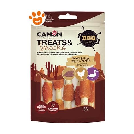 Camon Dog BBQ Party Costine al Pollo e Anatra - Confezione 65 Gr - Snack