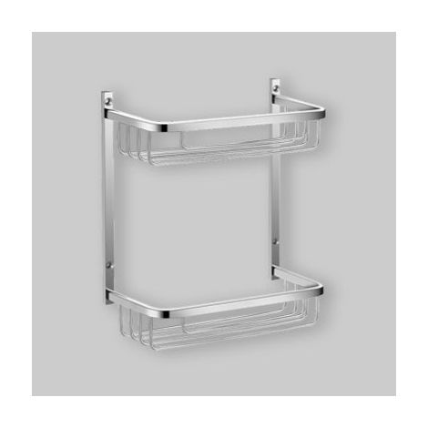 Etagère de douche panier 2 étagères chromées (1/2)