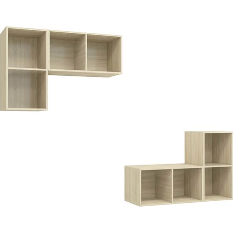 vidaXL Muebles de salón de pared 4 pzas madera ingeniería roble Sonoma (1/2)