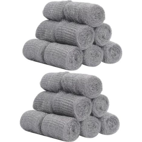 24Pcs Pad In Wool D' steel Wool Of Wire D' steel Of Polishing Saucepan Of Wool D' steel Of Cleaning Bouche-porte Paille (1/4)