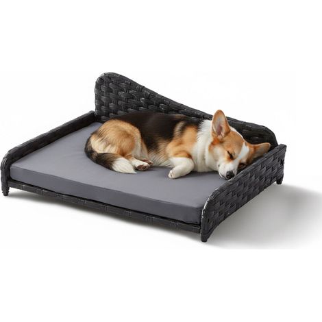 Rattan-Hundebett mit Kissen - für drinnen und draußen geeignet