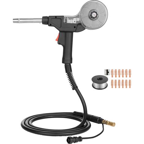 Mophorn Pistola de carrete MIG 135A con cable de 3 m compatible con Spoolmate 100 para equipos Millermatic, Multimatic y Syncrowave para trabajar con alambre de aluminio, rodillo y puntas 0,8-0,9 mm (1/5)
