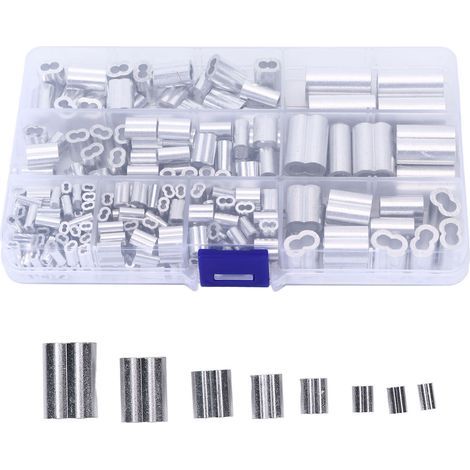 250pcs Set Ferrule en Aluminium Ferrule 8 Aperture Double-Drum Cordeau de Câble à Sertier. (1/5)