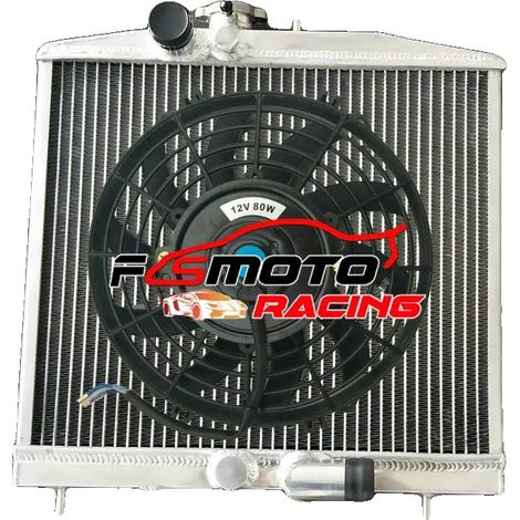 Radiador y ventilador, aleación de aluminio, compatible con vehículos compactos EG 1992-1995, compatible con descapotables compactos 1993-1997, montaje frontal, mayor eficiencia de refrigeración. (1/5)