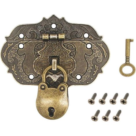 Cadenas ancien pour meubles, verrou classique coffres, armoires (1/5)