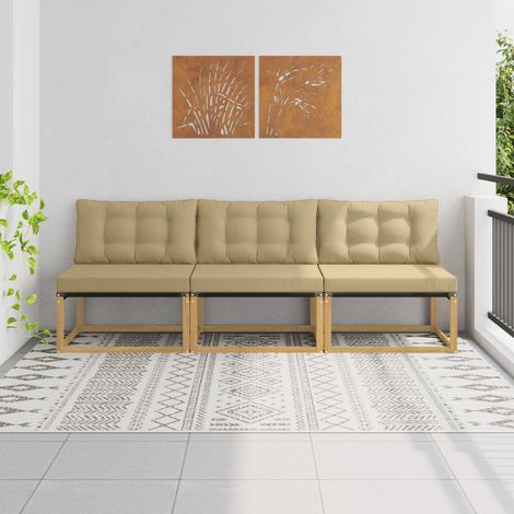vidaXL Outdoor Middle Sofa Solid Acacia Wood and Textilene White