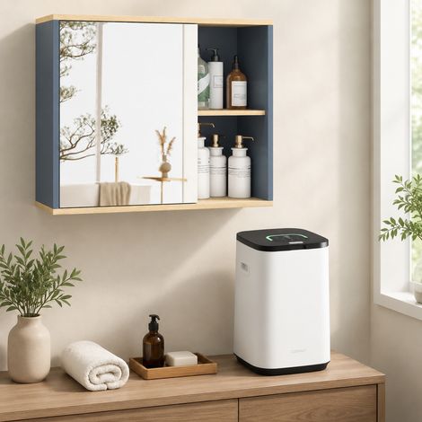 Conjunto de baño de lujo tipo spa (2 piezas): armario de pared con espejo y calentador de toallas eléctrico de 23 litros (1/5)