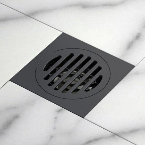 Bodenablauf Badewanne Abnehmbarer Ablaufdeckel für Badezimmer Duschraum Toilette Quadratischer Gartenablauf Rostfreier Edelstahl Schwarz 10x10 cm