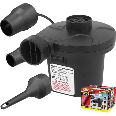 Dekton Electric Air Pump Inflator Deflate Inflatables Bed Pool Air Mattress
