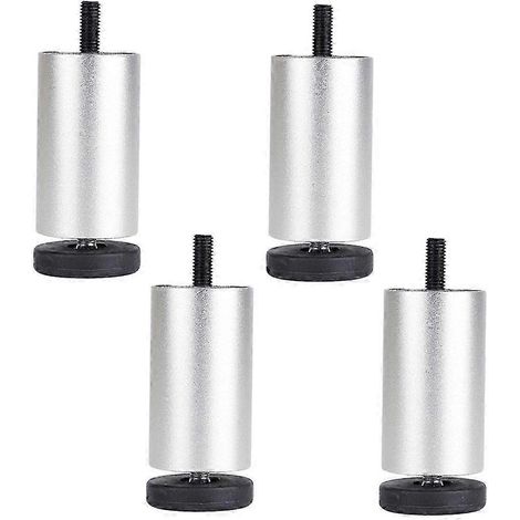 4 pieds de rechange pour canapé, compatibles avec table basse et table d'appoint, argentés, 12 cm (1/5)