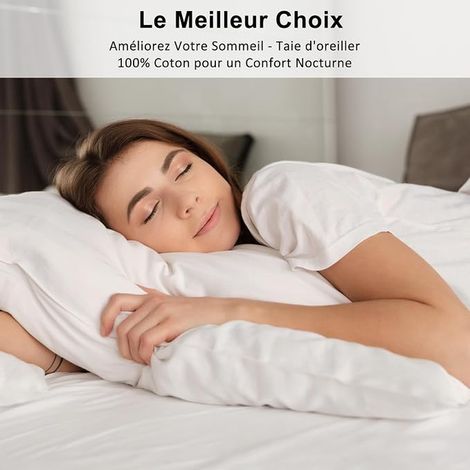Pillow Cases 40 x 60 cm, 100% Cotton, Zipper, White (1/2)