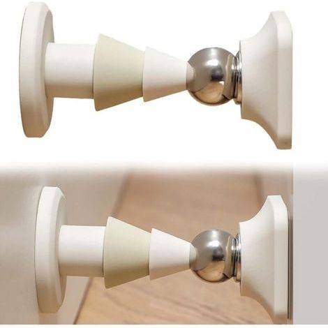 Lntyq Butee De Porte Magnetique, Arret De Porte Magnetique, Bloc Porte Aimanté Sans Perçage, Stop Porte, Butoirs De Porte En Silicone pour Portes De Placard Cuisine Salle De Bain Bureau (Blanc) (1/4)