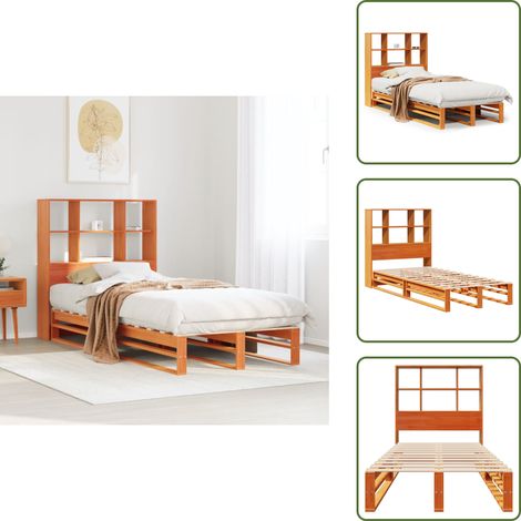 vidaXL Lit bibliothèque sans matelas cire marron 75x190 cm bois massif (1/5)