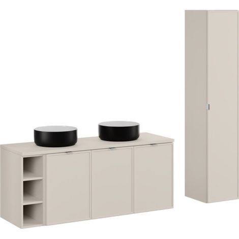 Ensemble meuble double vasques à poser 140 cm + 3 éléments - Sublima Cashmere - Livraison gratuite