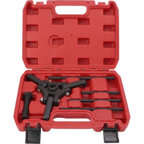 FOREHILL 6-teiliges Abzieher-Set für Schwingungsdämpferrollen aus Kohlenstoffstahl mit schwarzer Oxidbeschichtung, Werkzeuge zur Reparatur von Ausgleichsrädern