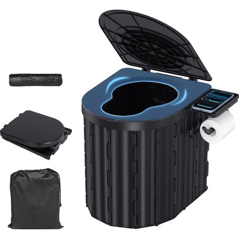 Tragbare Toilette, kompakt und faltbar, hohe Tragfähigkeit, schwarz (1/2)