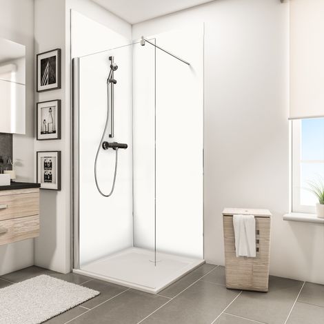 Panneau mural Blanc structuré, revêtement pour douche et salle de bain, DécoDesign DÉCOR, Schulte, Lot de 2 panneaux muraux 100 x 210 cm